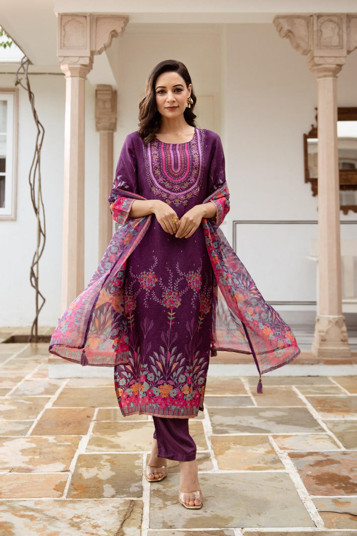 Gauri Orchid Shimmer Work Suit Set