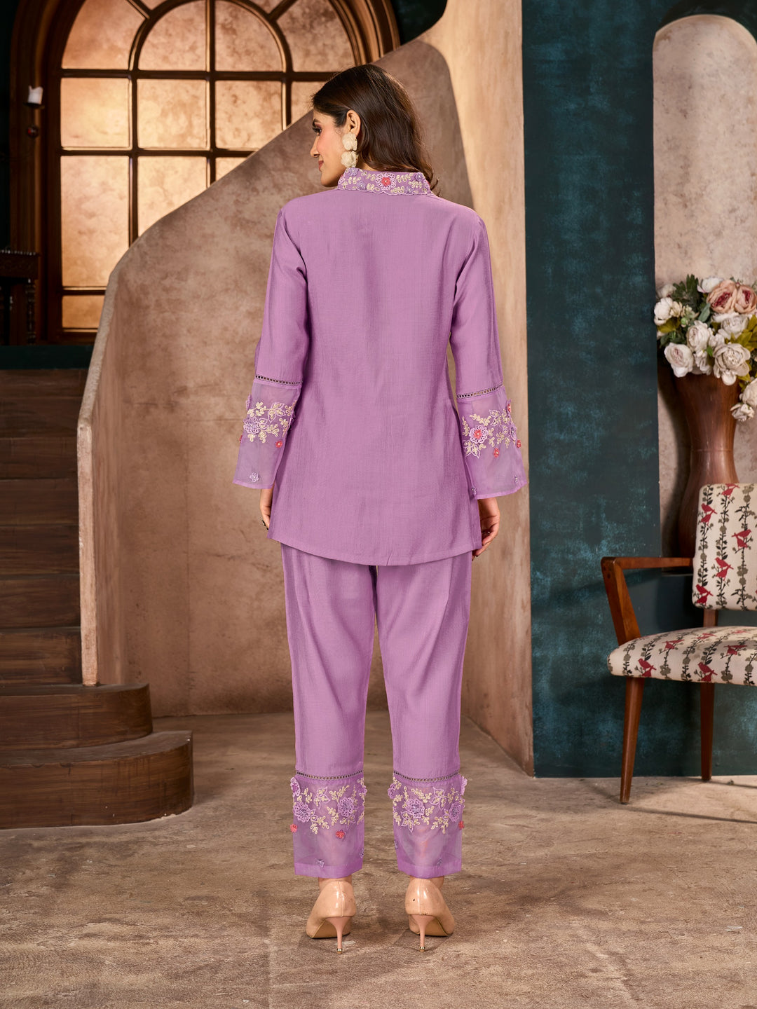 Jimmy orchid embroidered Co-ord Set