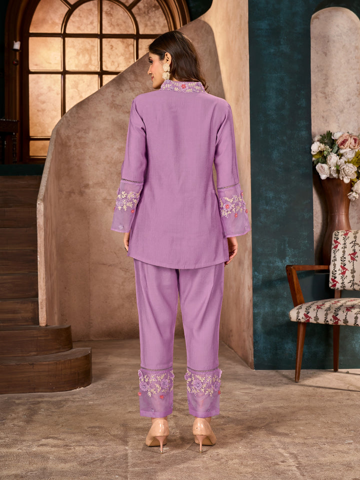 Jimmy orchid embroidered Co-ord Set