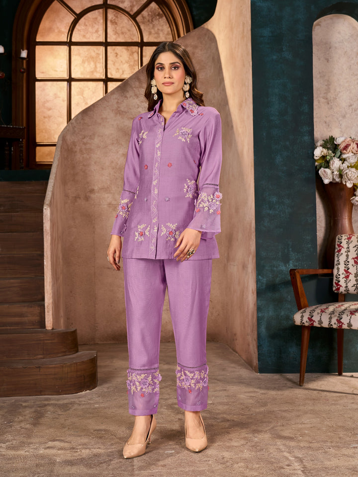 Jimmy orchid embroidered Co-ord Set