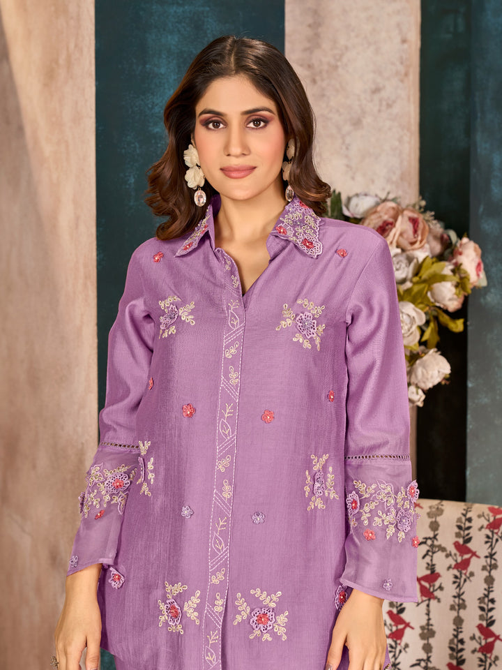 Jimmy orchid embroidered Co-ord Set