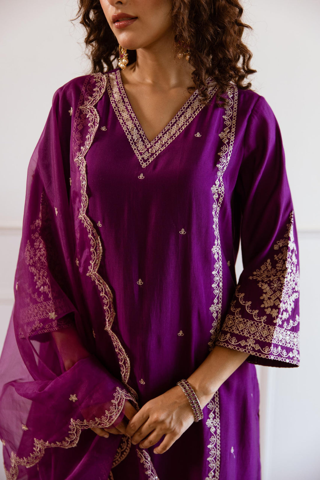 Navdha Purple Full Work Suit Set