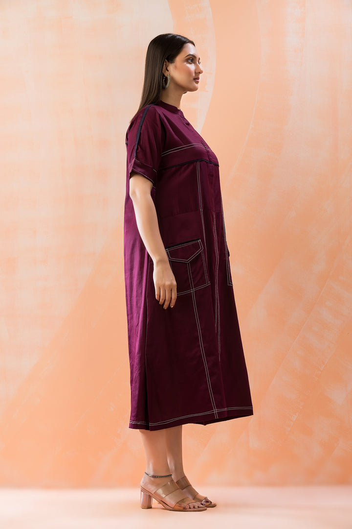 Niharika Mulberry Cotton Dress