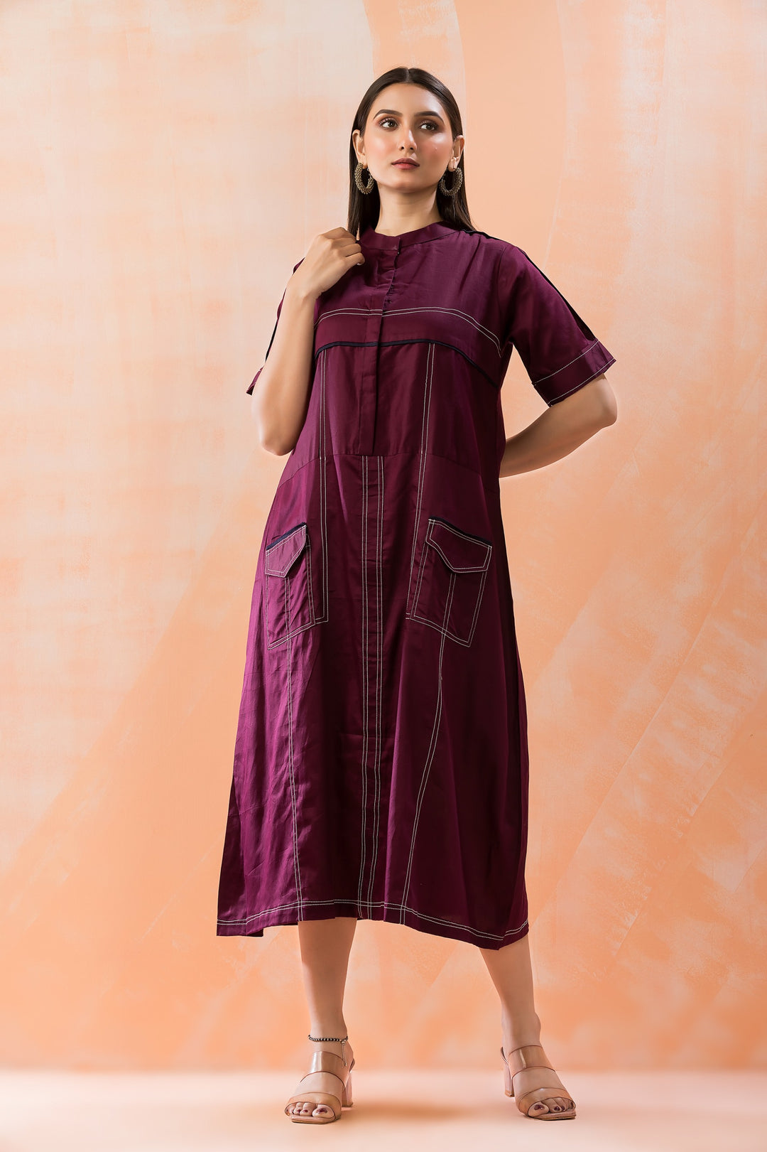 Niharika Mulberry Cotton Dress