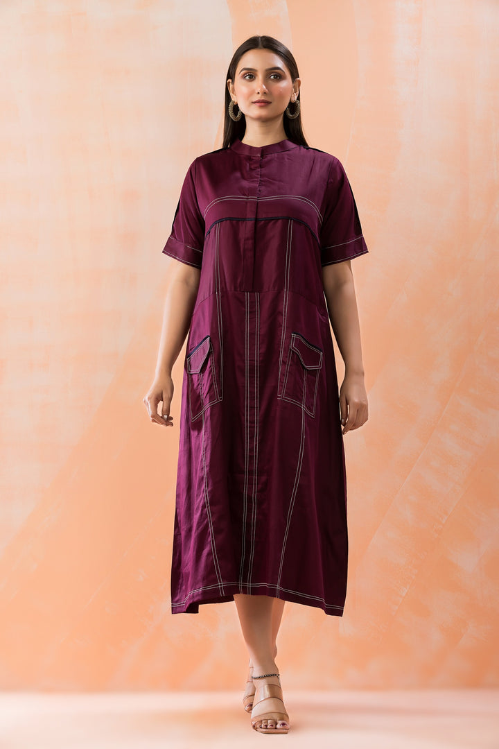 Niharika Mulberry Cotton Dress