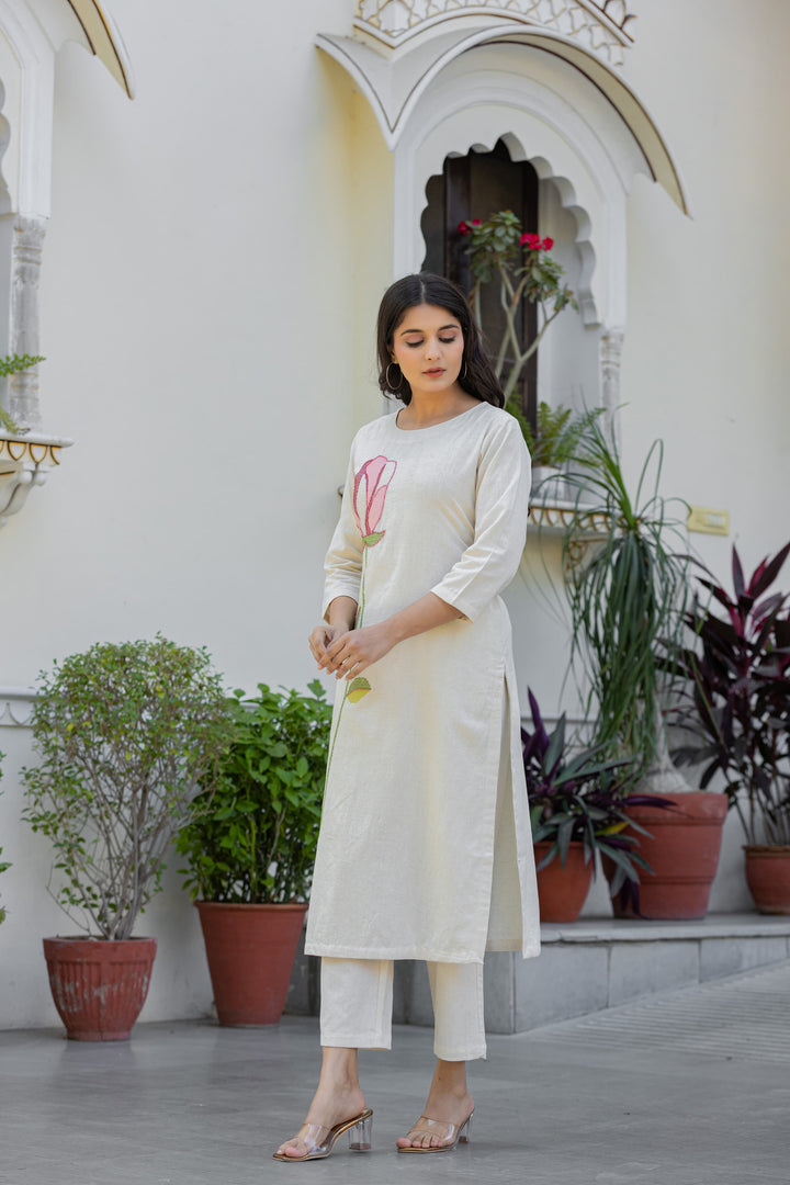 Bodhi Angel  Embroidery Cotton Kurta Set