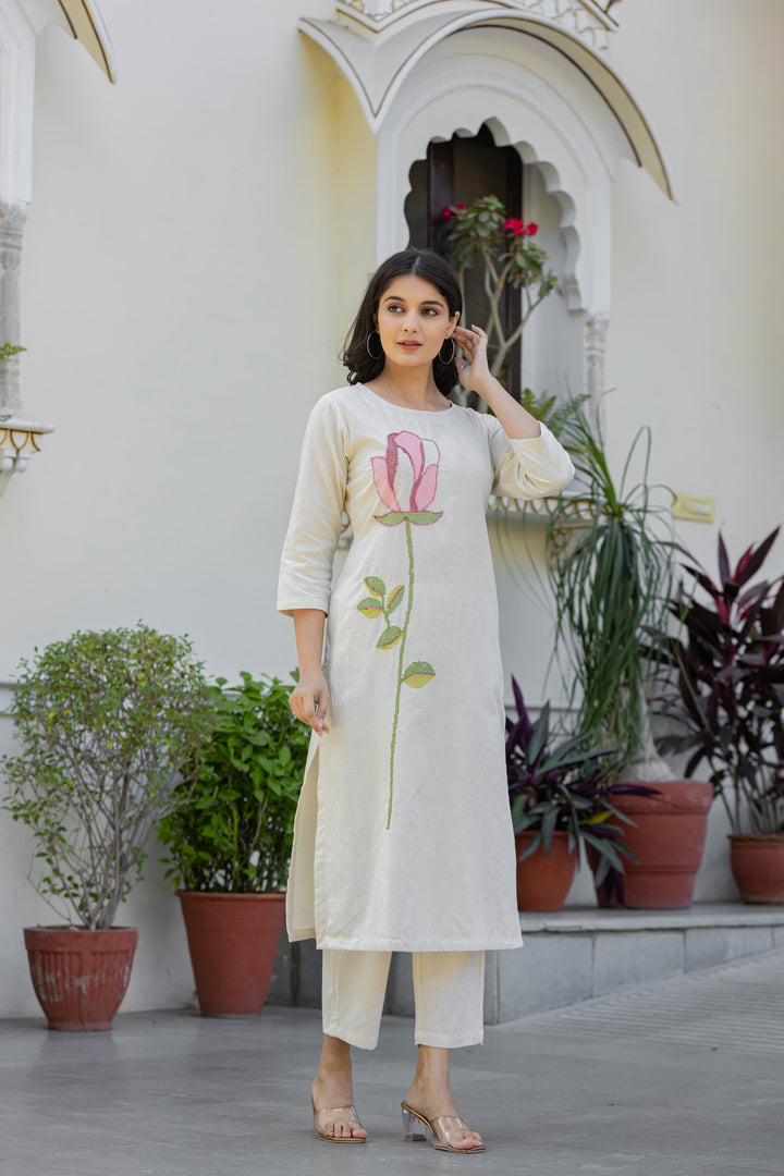 Bodhi Angel  Embroidery Cotton Kurta Set