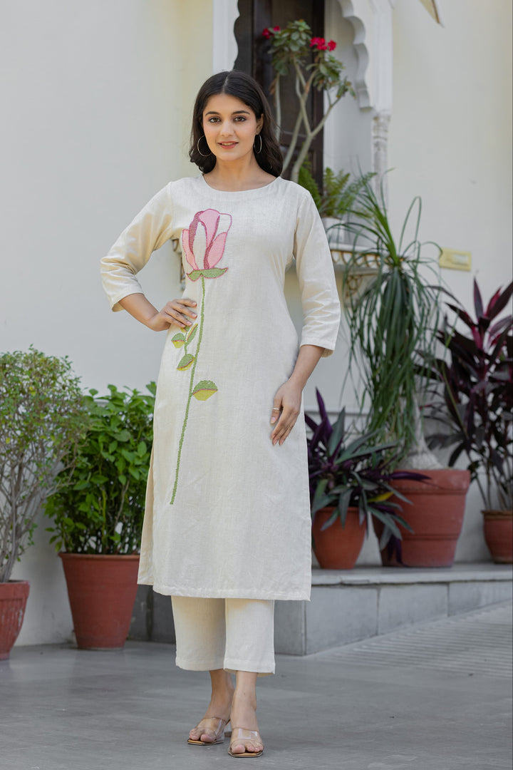 Bodhi Angel  Embroidery Cotton Kurta Set