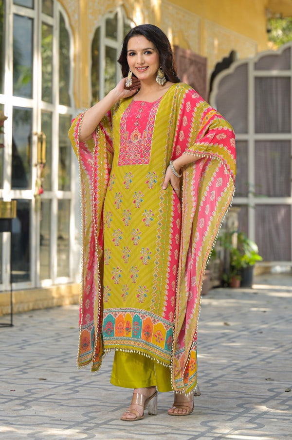 Mehna Fern Full Heavy Work Kaftan Pant Set