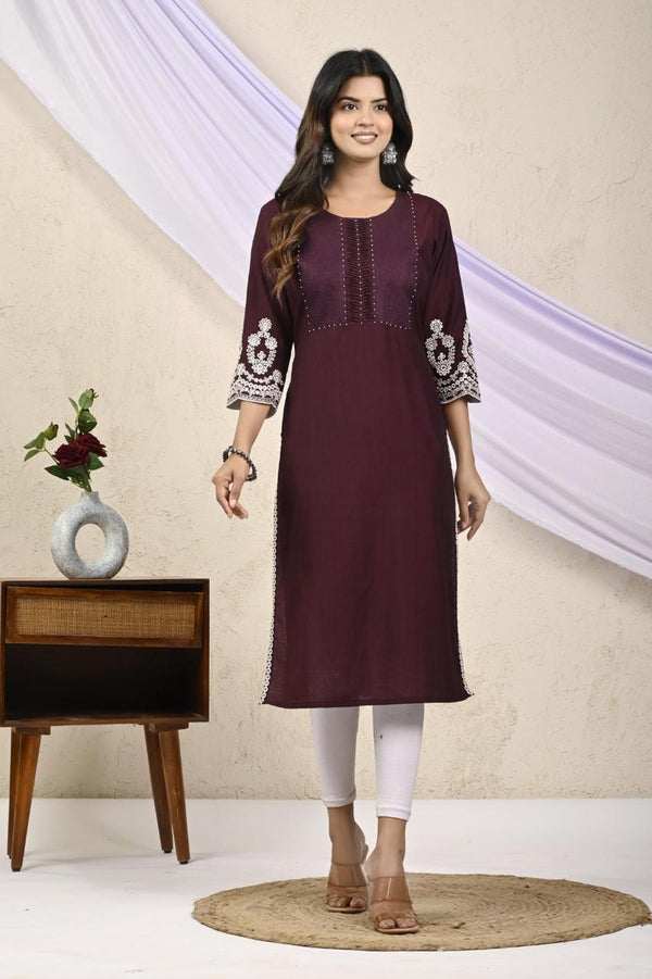 Layla Mulberry Embroidered Kurti