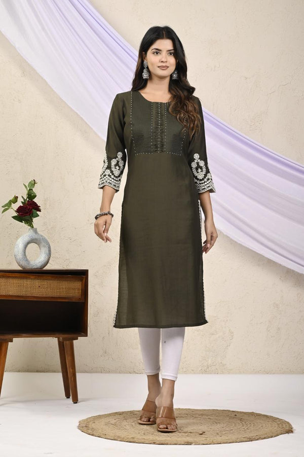 Layla Moss Embroidered Kurti