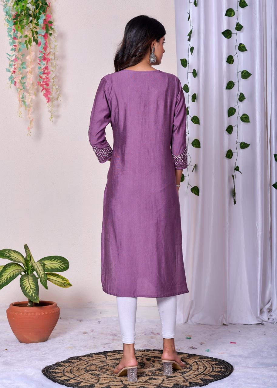 SNEHA MAUVE EMBROIDERED KURTI