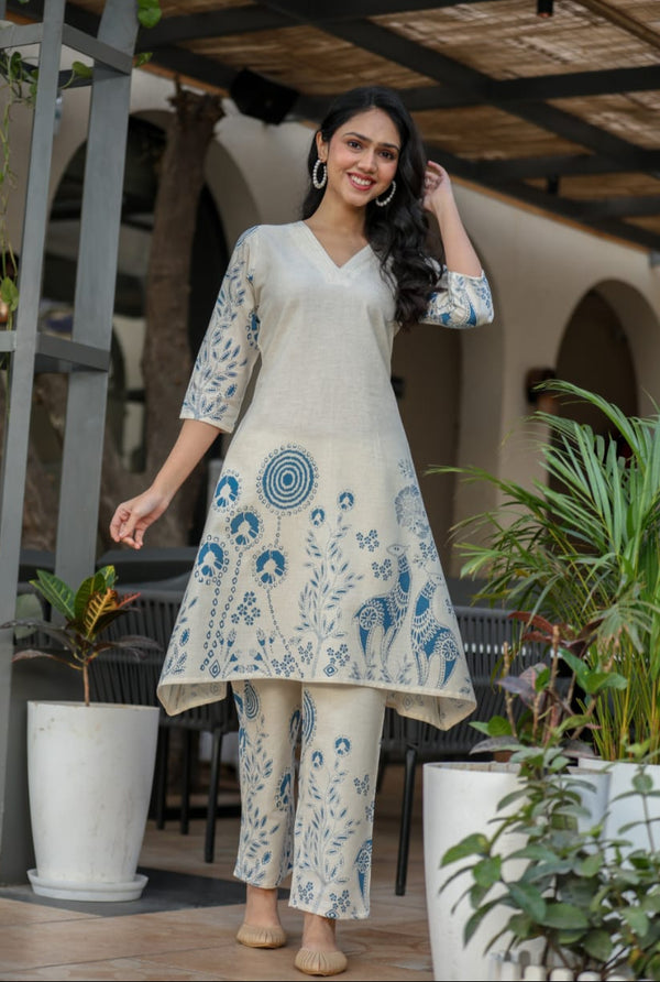 Vanya Teal Cotton Co-ord Set