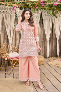 Ayat Peach Embroidered Lawn Co-ord Set