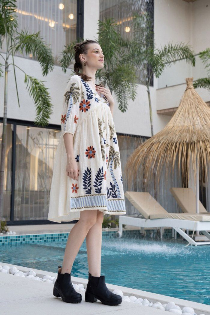 Hemal Indigo embrodiered Cotton Dress