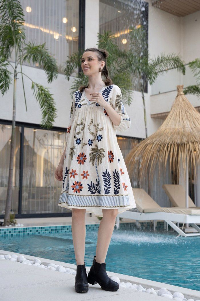 Hemal Indigo embrodiered Cotton Dress