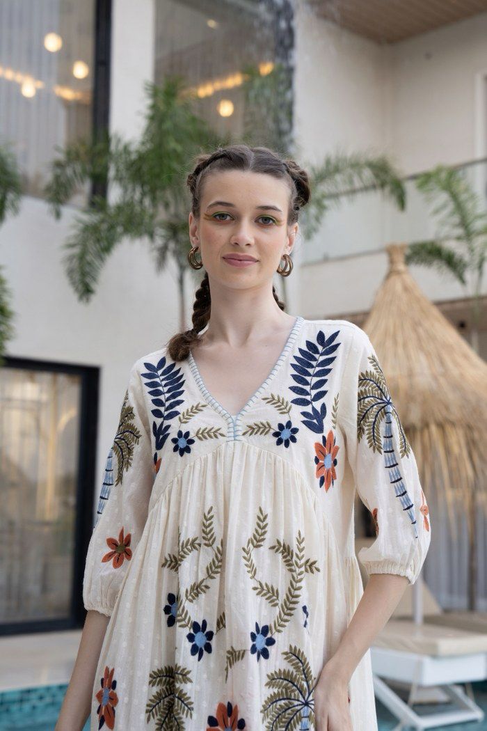 Hemal Indigo embrodiered Cotton Dress