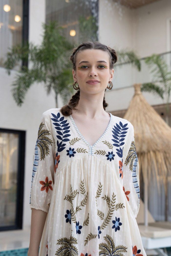 Hemal Indigo embrodiered Cotton Dress