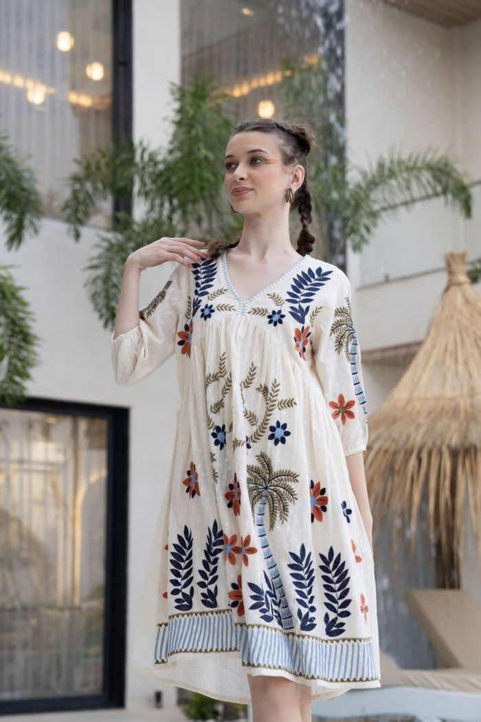 Hemal Indigo embrodiered Cotton Dress