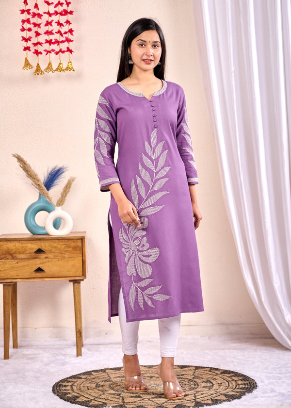 Hansika Orchid Embroidered Kurti