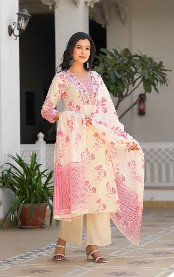 Bhakti Rose Printed Cotton Suit Set