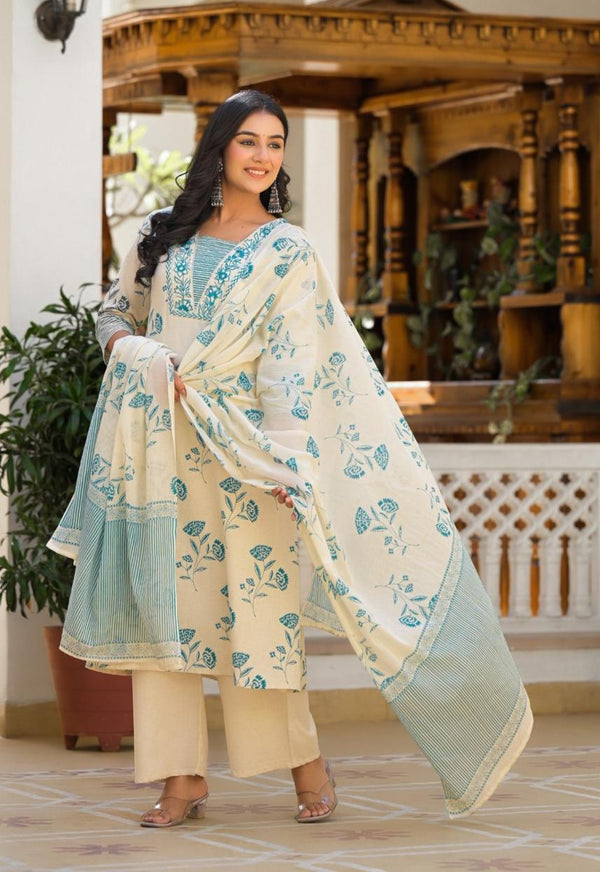 Bhakti Sea Printed Cotton Suit Set