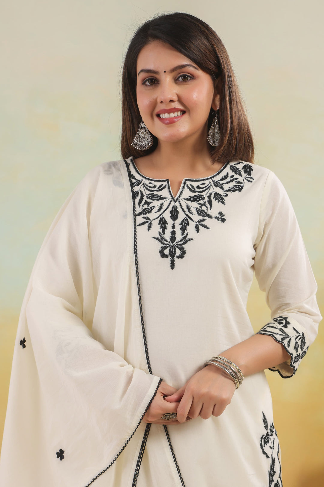 SAGARIKA INK EMBROIDERED COTTON SUIT SET