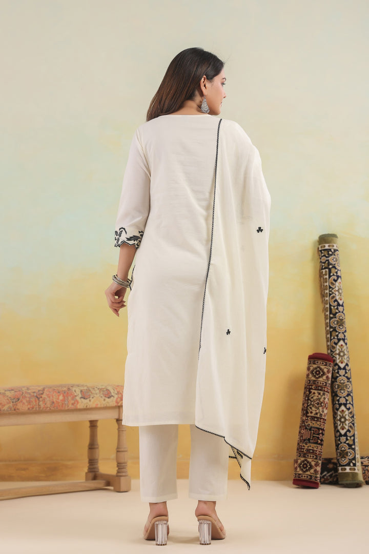 SAGARIKA INK EMBROIDERED COTTON SUIT SET