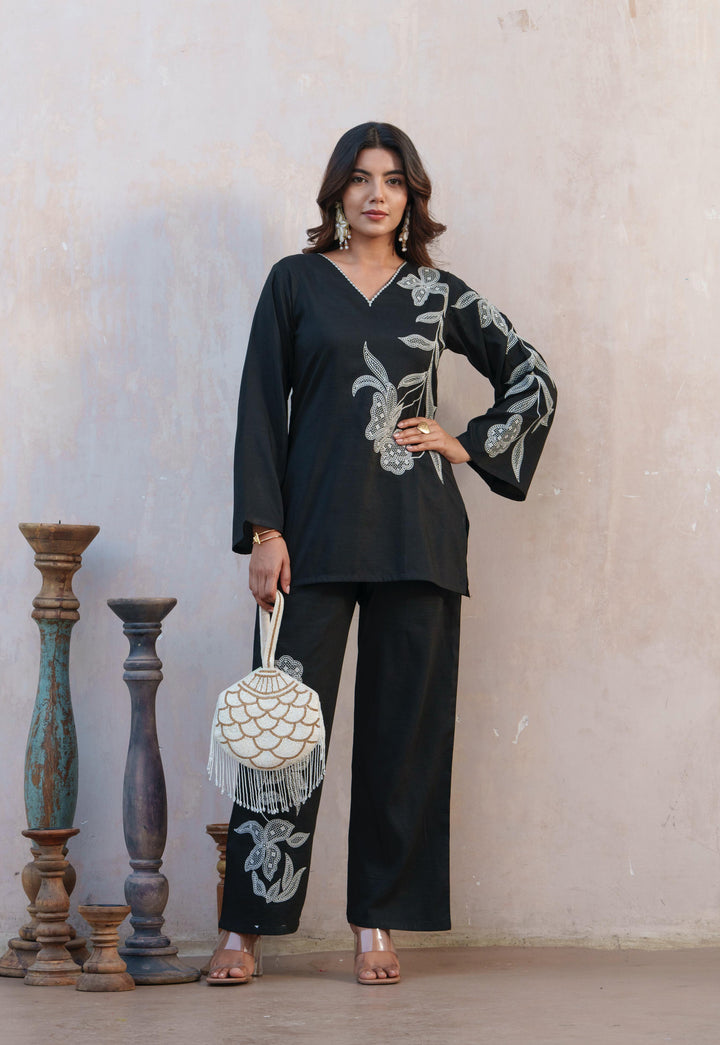 Tashvika ebony embroidered Co-ord Set
