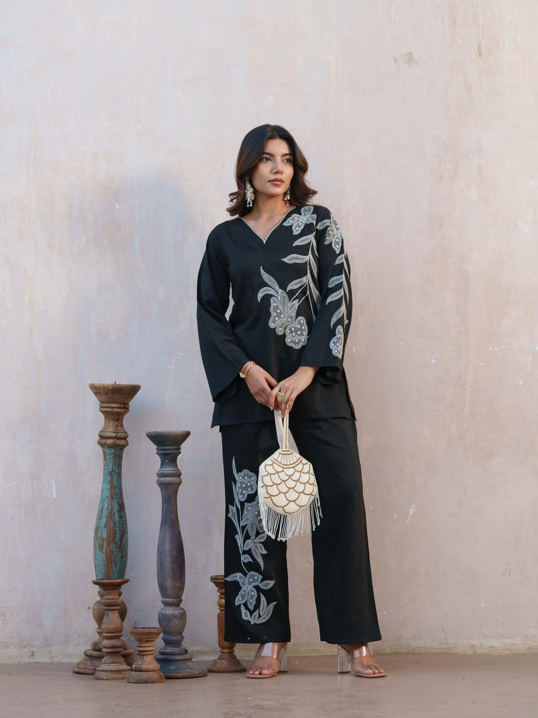 Tashvika ebony embroidered Co-ord Set