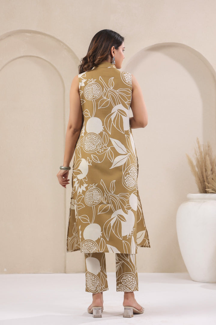 Hardik Caramel Printed Cotton Co-ord Set