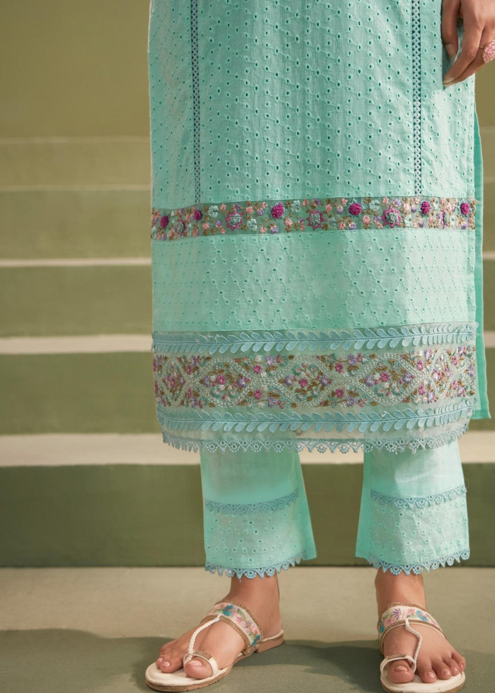 Nadira tiffany schiffli cotton suit set