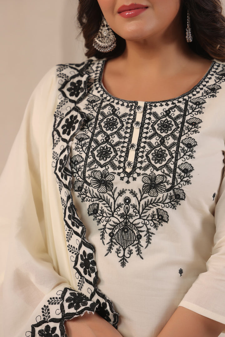 SAGARIKA NOIR EMBROIDERED COTTON SUIT SET