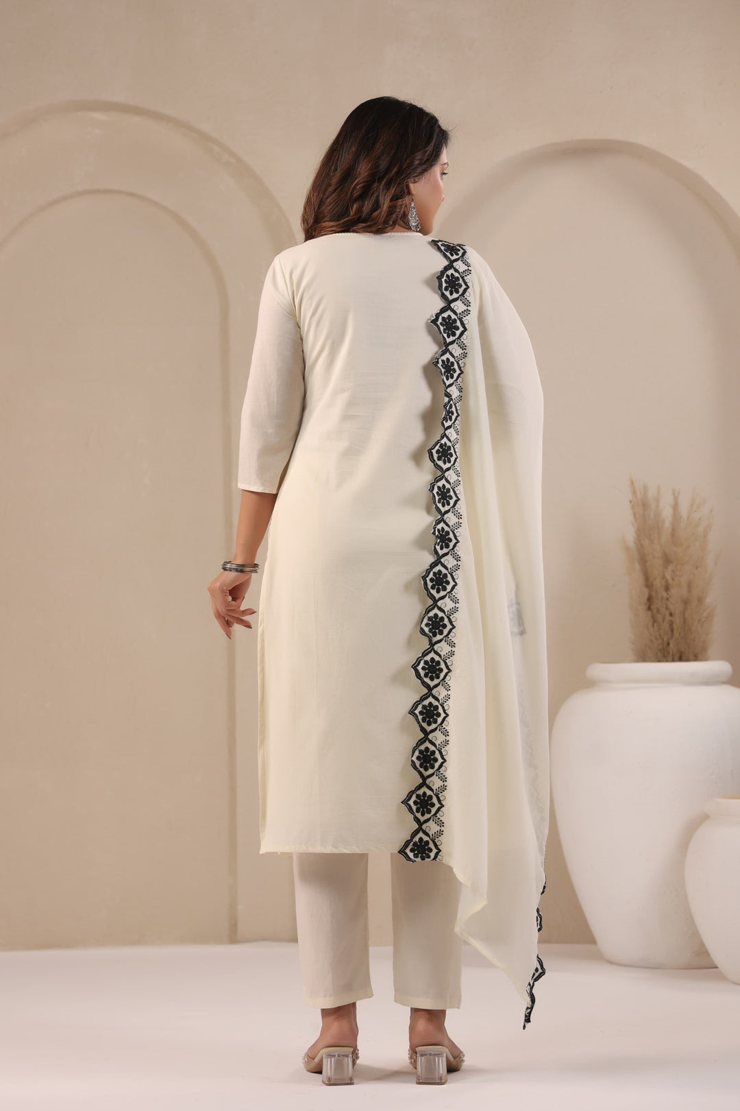 SAGARIKA NOIR EMBROIDERED COTTON SUIT SET