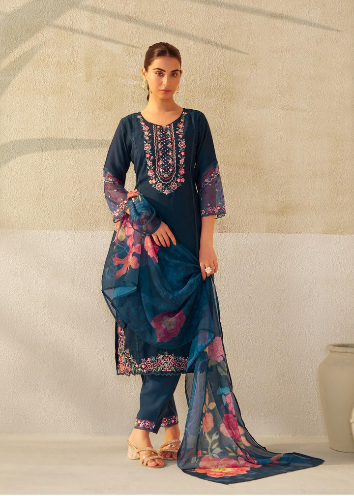 Nadira Azure Embroidered Lawn Suit Set