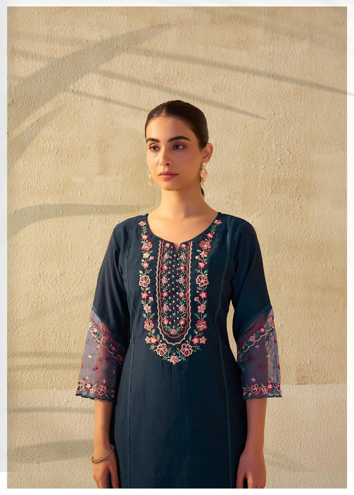 Nadira Azure Embroidered Lawn Suit Set