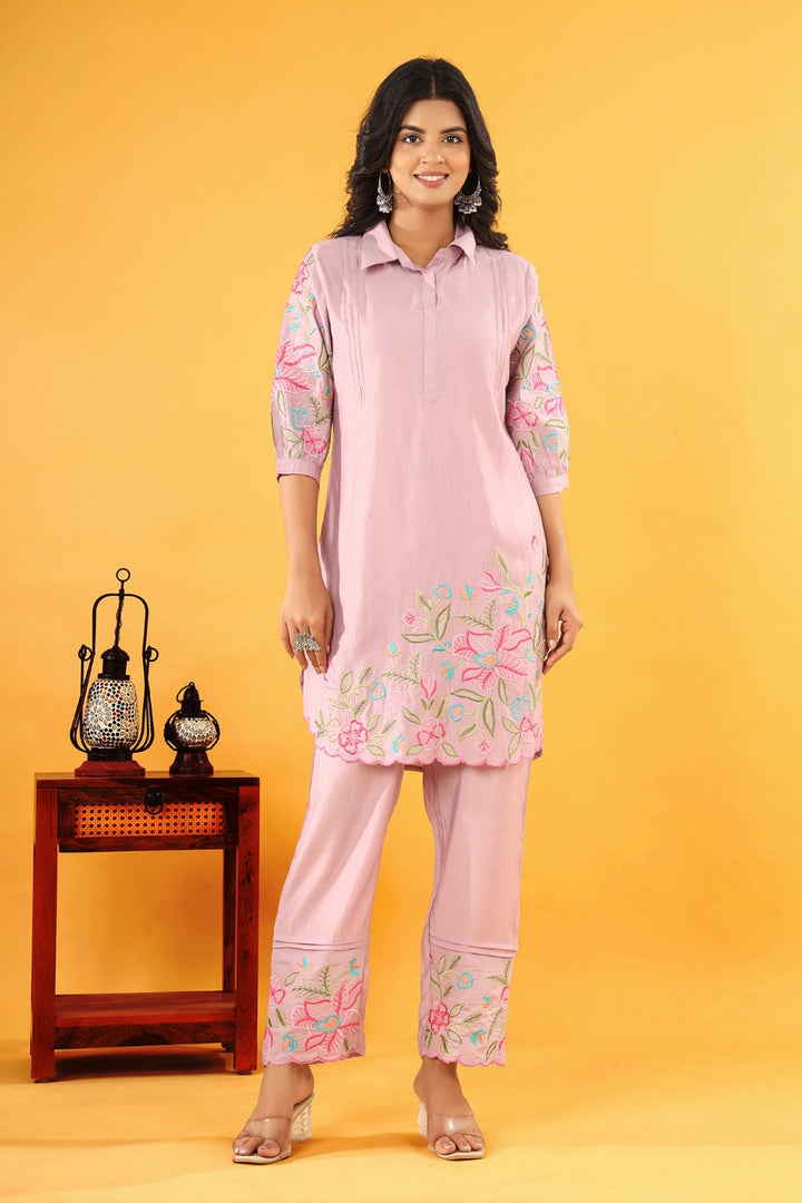 Pawan Lily embrodiery cotton co-ord set