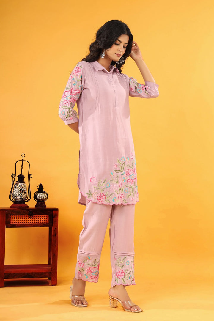 Pawan Lily embrodiery cotton co-ord set