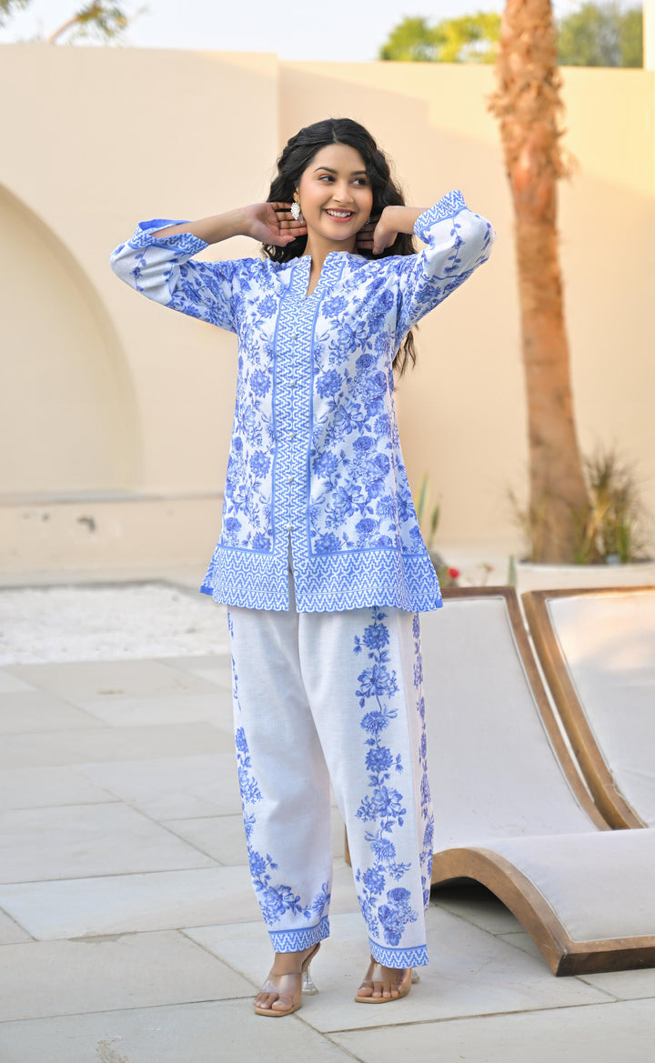 vastramaya indigo cotton co-ord set