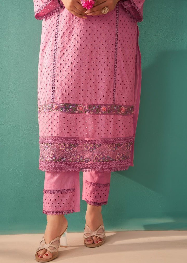 Nadira Punch Schiffli Cotton embroidery suit set