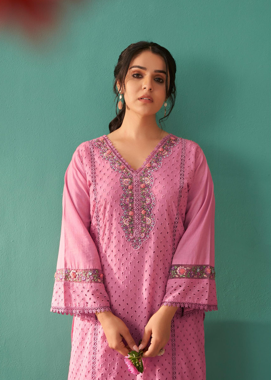 Nadira Punch Schiffli Cotton embroidery suit set