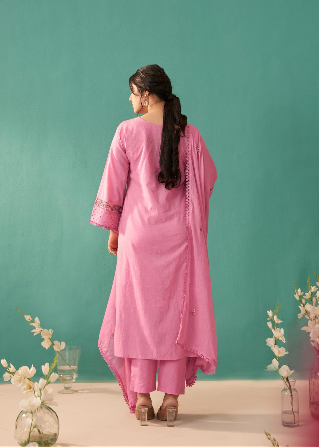 Nadira Punch Schiffli Cotton embroidery suit set