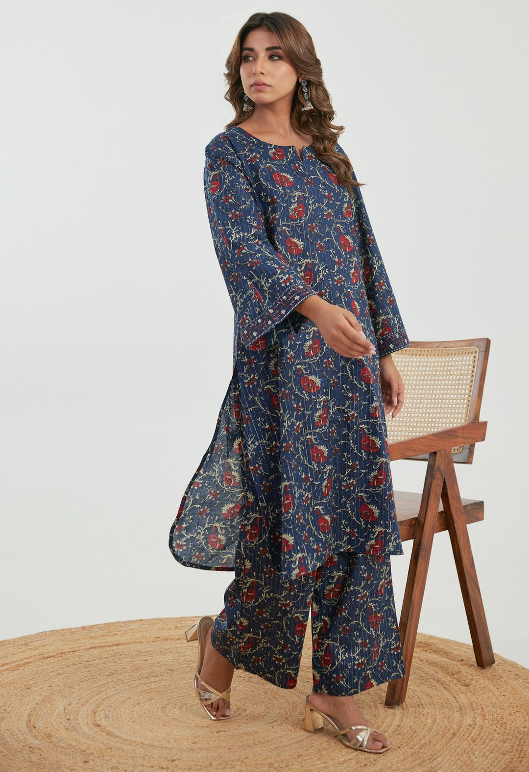 Samragi Navy Cotton Co-ord Set