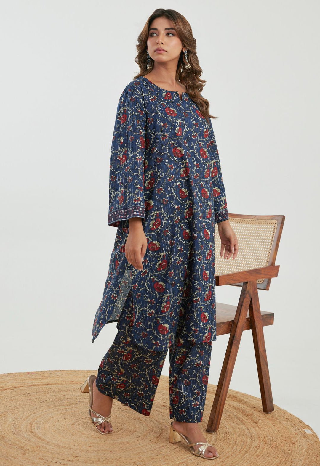 Samragi Navy Cotton Co-ord Set