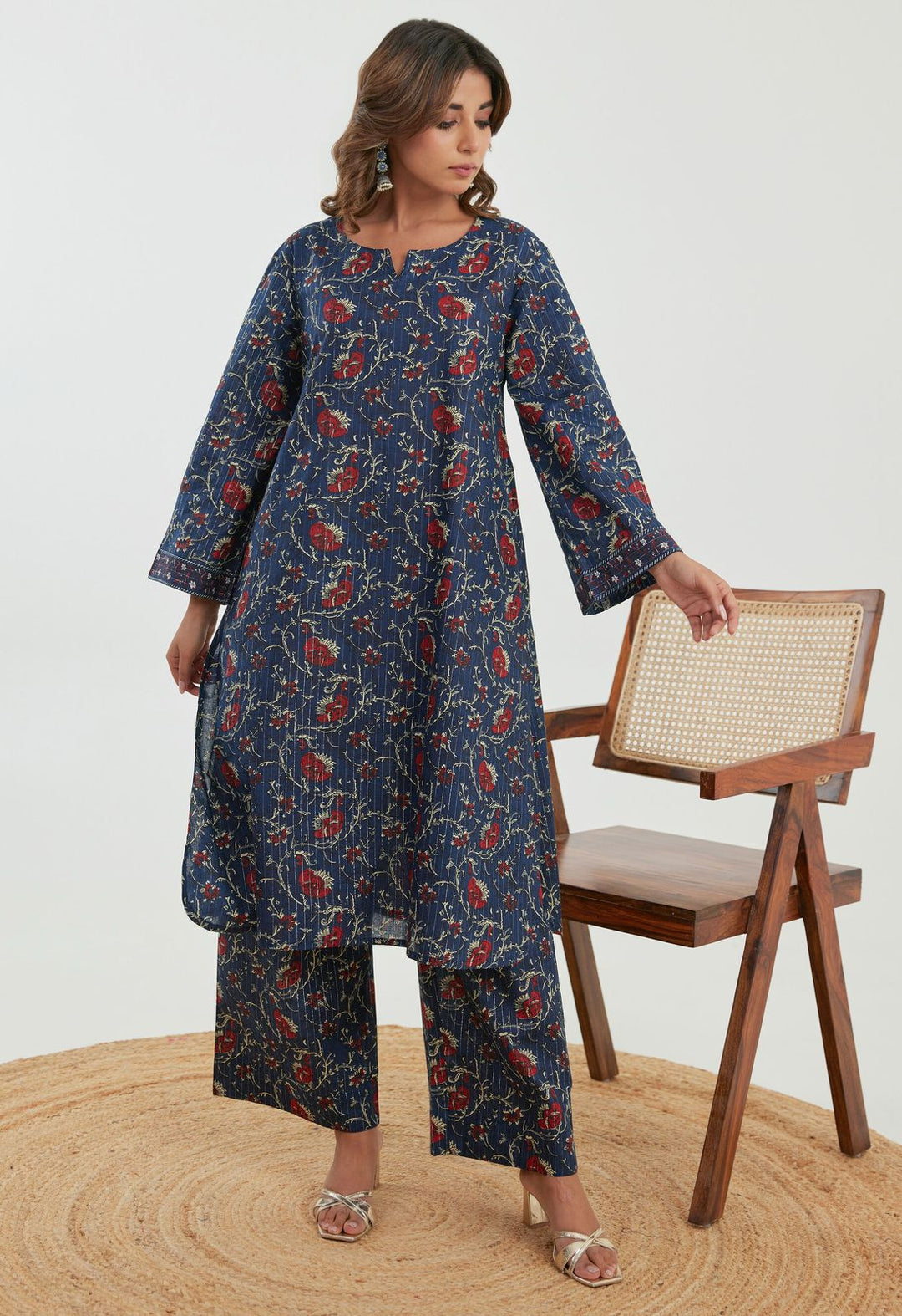 Samragi Navy Cotton Co-ord Set