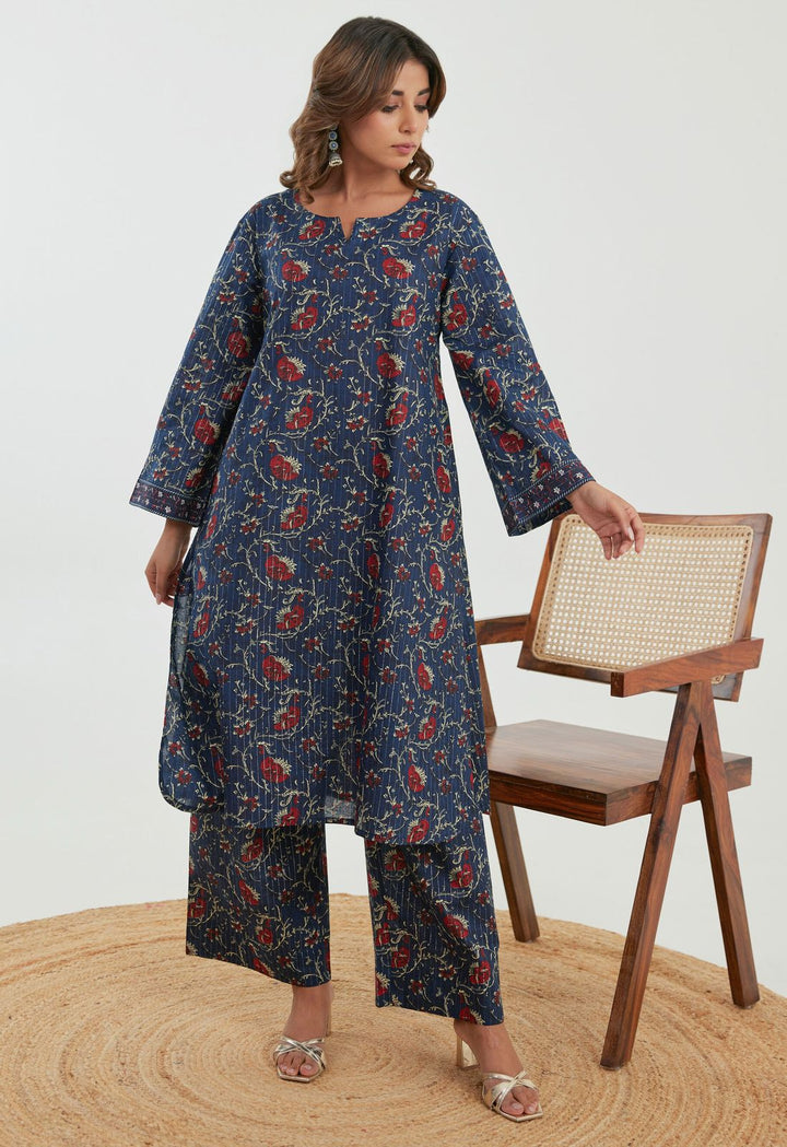 Samragi Navy Cotton Co-ord Set