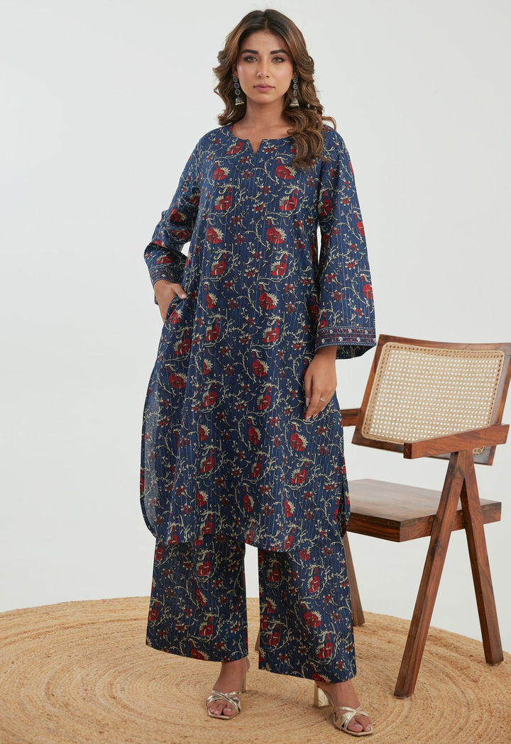 Samragi Navy Cotton Co-ord Set