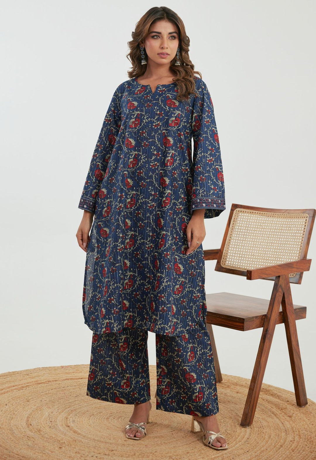 Samragi Navy Cotton Co-ord Set