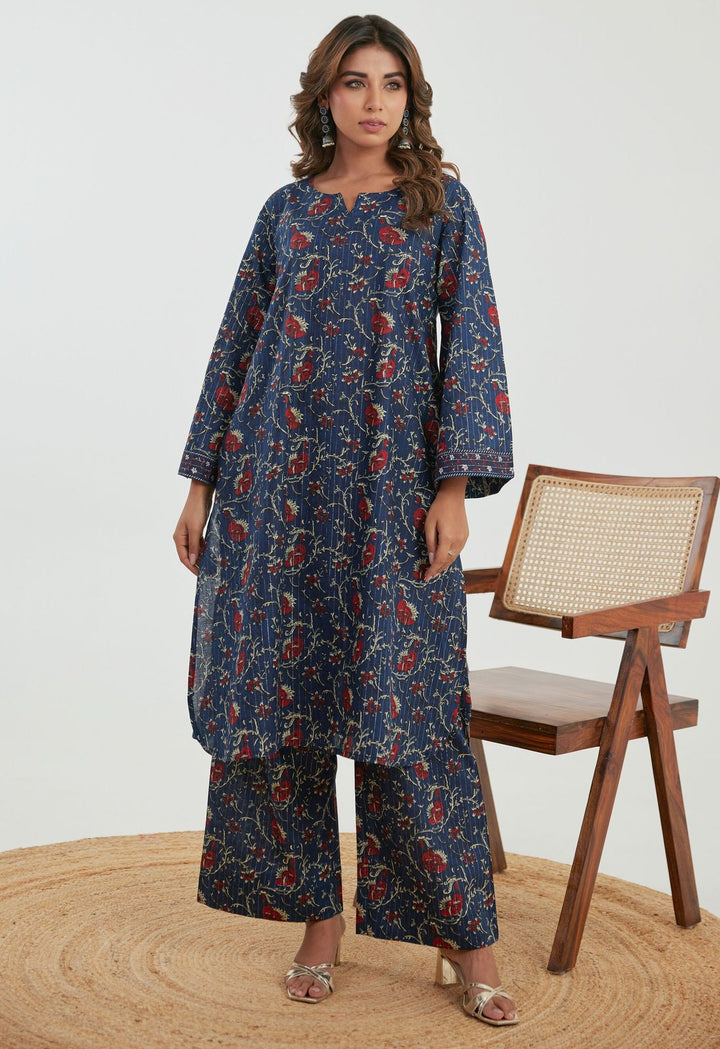 Samragi Navy Cotton Co-ord Set