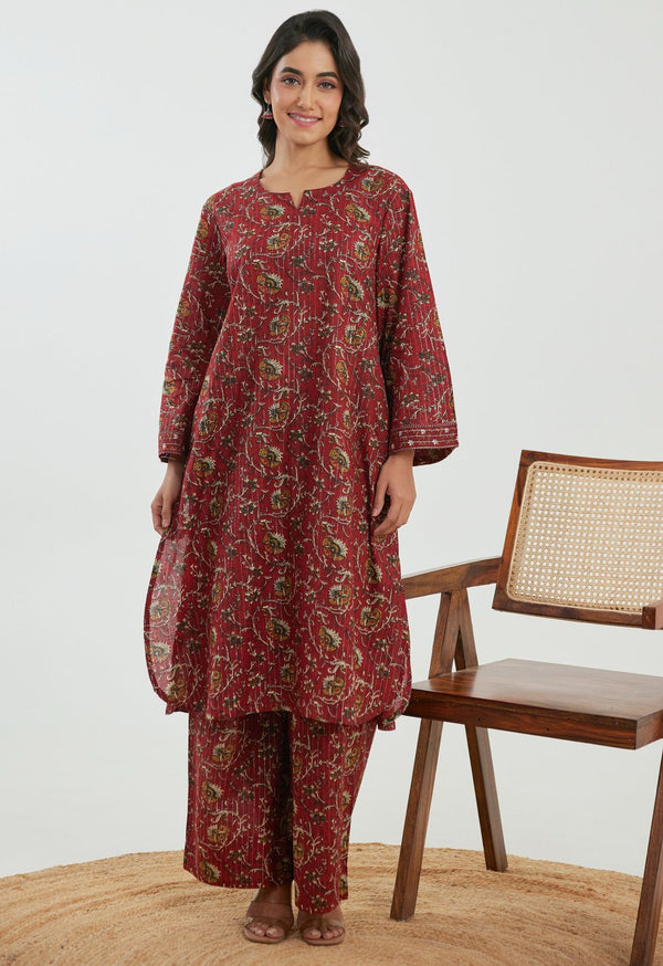 Samragi Auburn Printed Cotton Co-ord Set